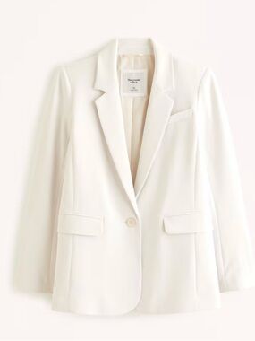 Abercrombie & Fitch Women's Cream Single-Button Tailored Blazer